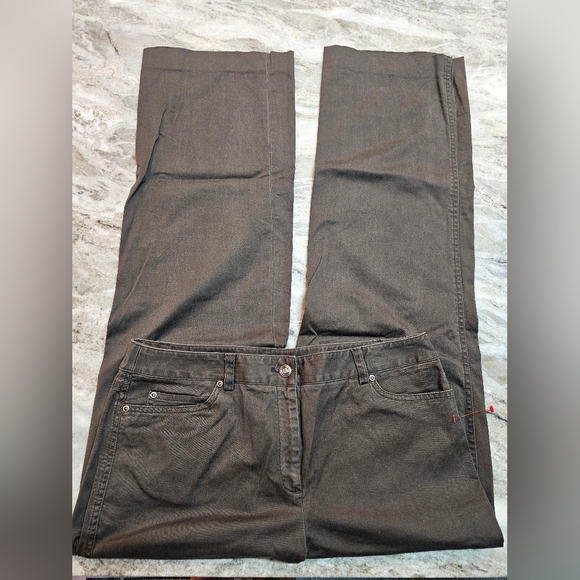"Rafaella Women’s Stretch Cotton Pants Brown Size 12 Straight Leg Career Casual" - Picture 1 of 11
